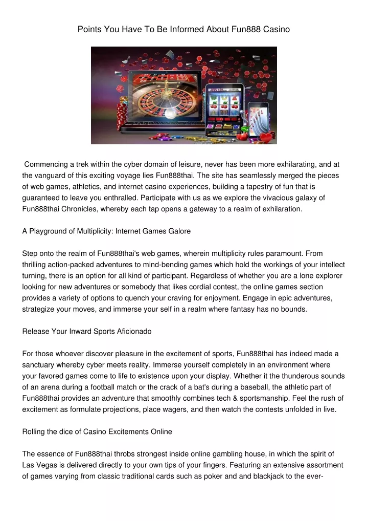 points you have to be informed about fun888 casino