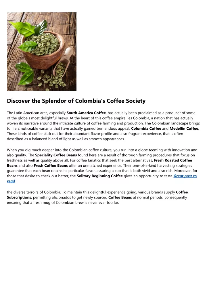 discover the splendor of colombia s coffee society