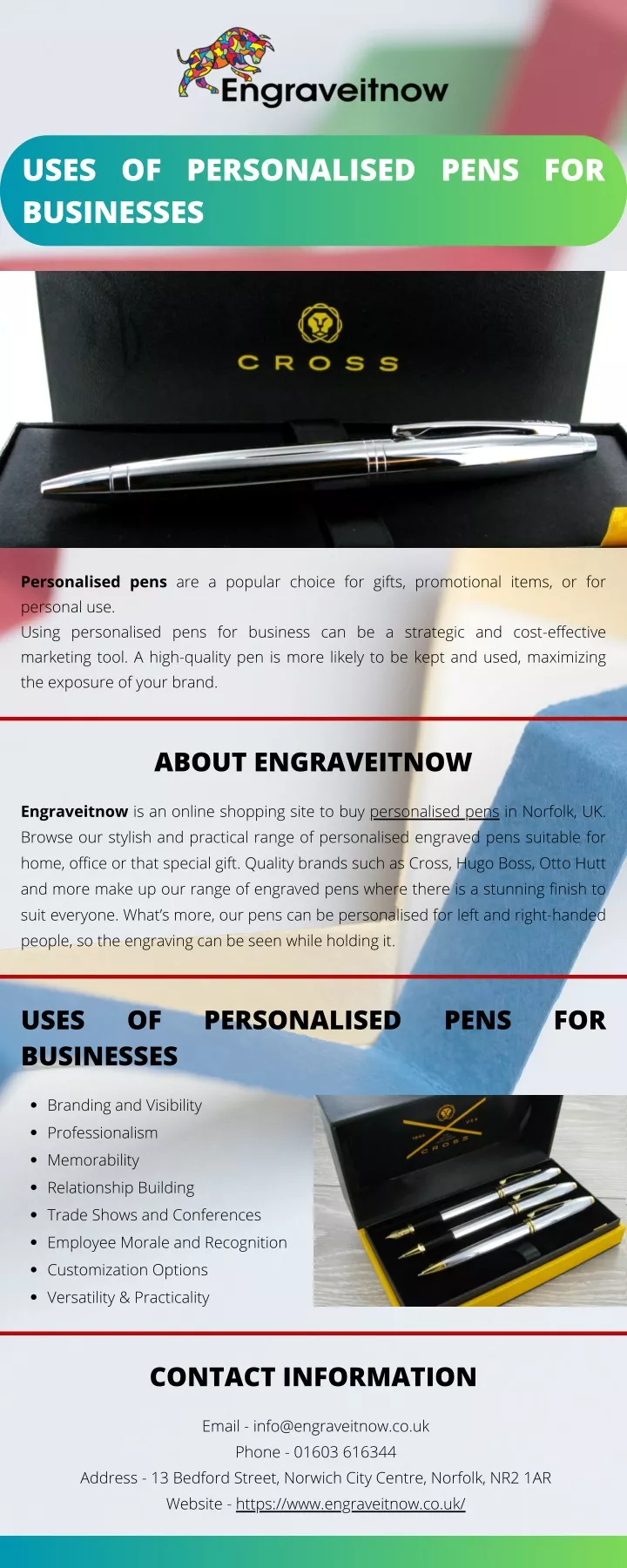 uses of personalised pens for businesses