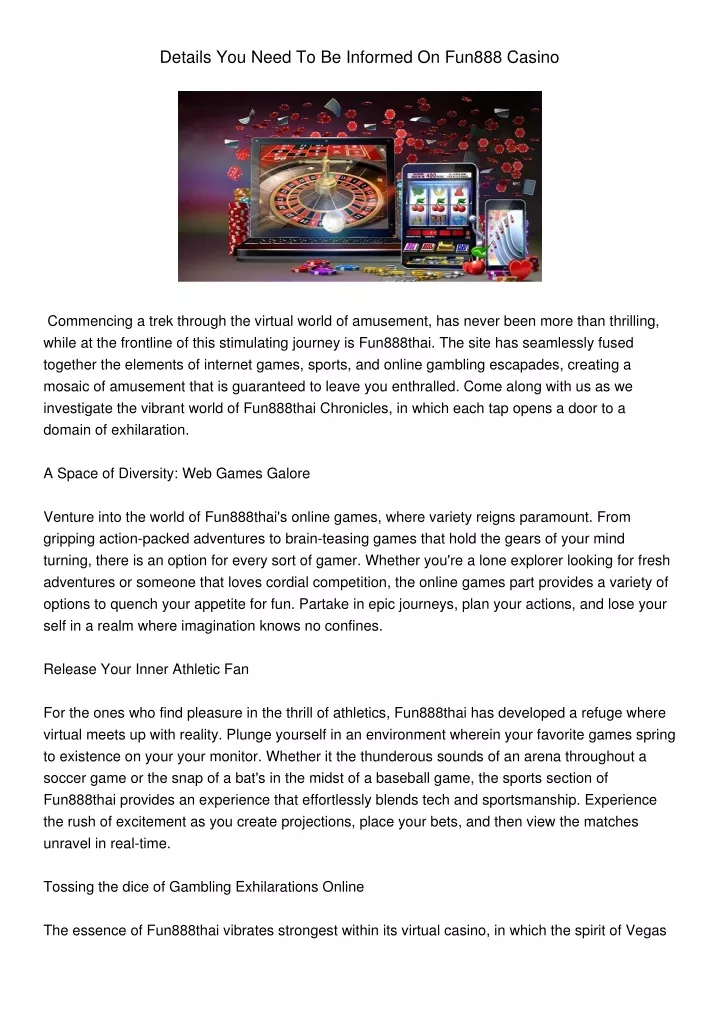 details you need to be informed on fun888 casino