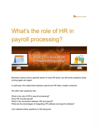 What’s the role of HR in payroll processing