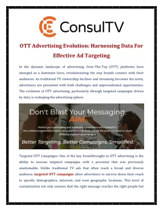 OTT Advertising Evolution Harnessing Data For Effective Ad Targeting