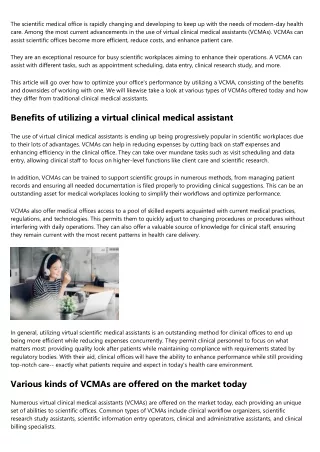 the scientific medical office is rapidly changing