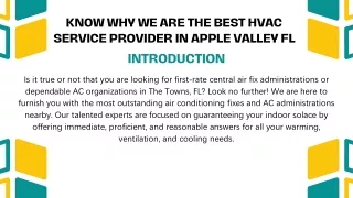 Know why we are the best HVAC service provider in Apple Valley FL