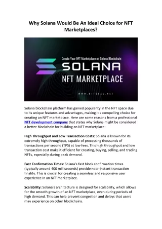 why solana would be an ideal choice