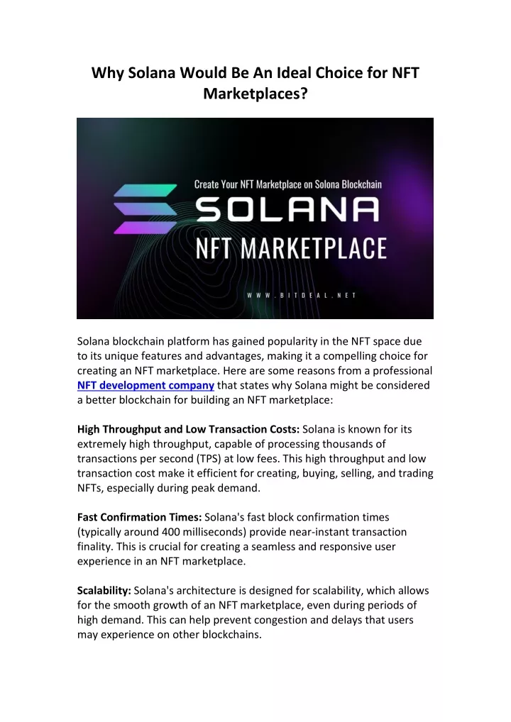 why solana would be an ideal choice