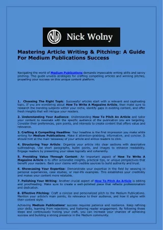 Medium publications | Nickwolny