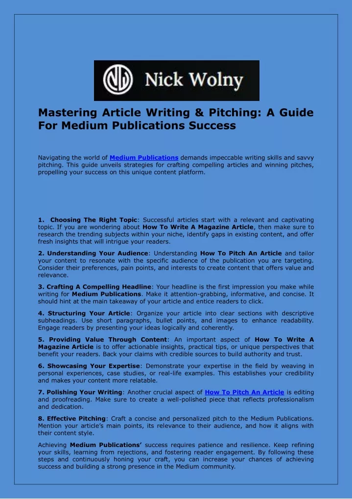 mastering article writing pitching a guide