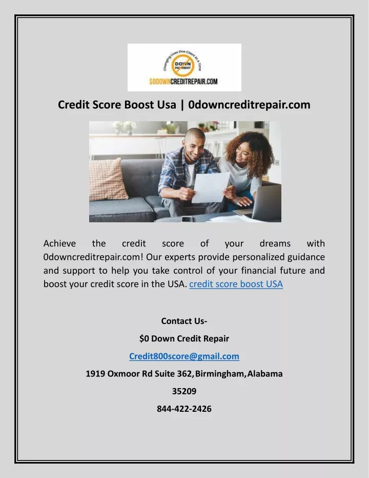 credit score boost usa 0downcreditrepair com