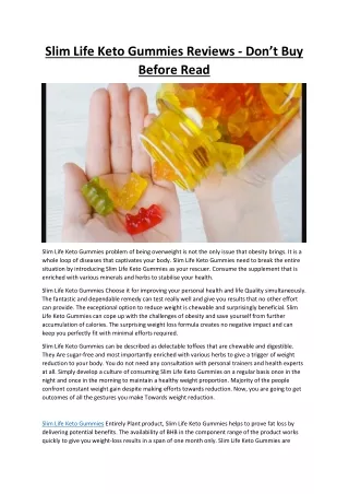 Slim Life Keto Gummies Reviews