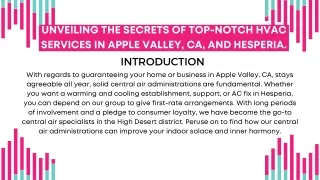 Unveiling the Secrets of Top-Notch HVAC Services in Apple Valley, CA, and Hesper