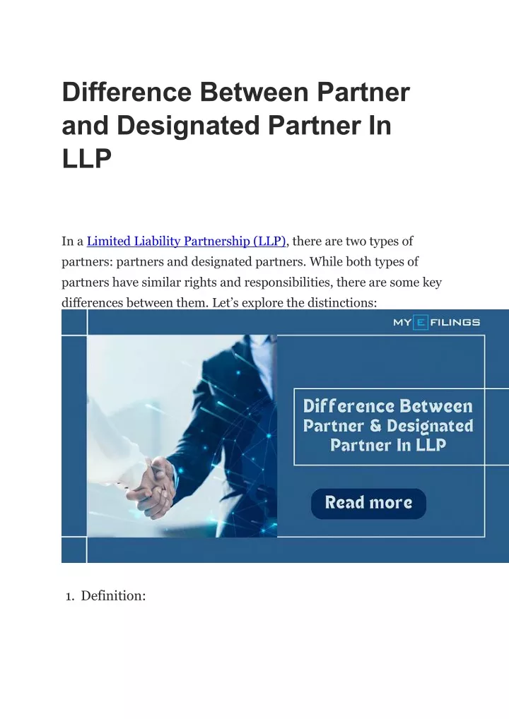 PPT Difference Between Partner And Designated Partner In LLP 