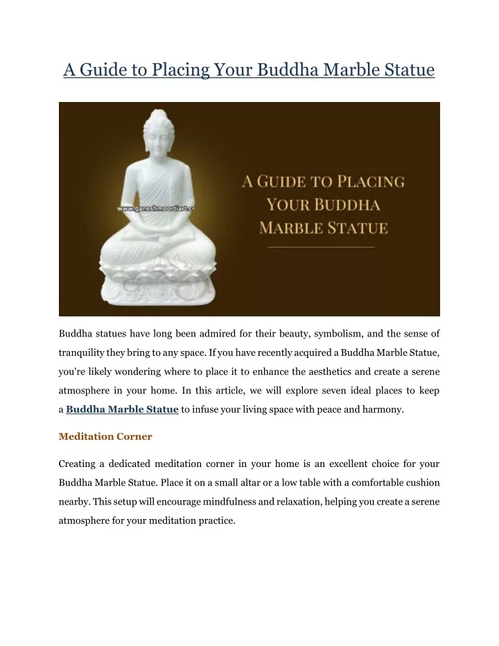 a guide to placing your buddha marble statue