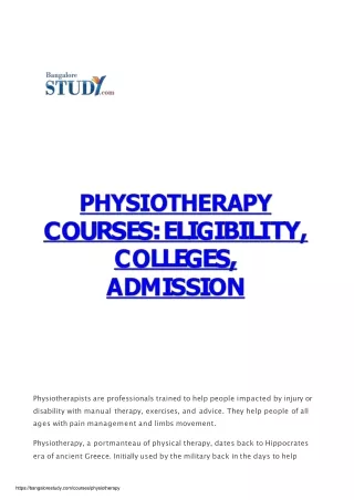 Top Physiotherapy Colleges in Bangalore
