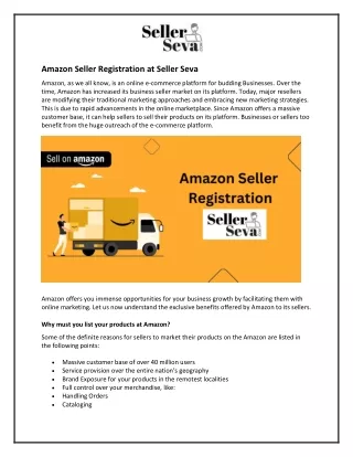 Amazon Seller Registration at Seller Seva