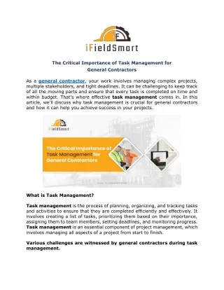 the critical importance of task management