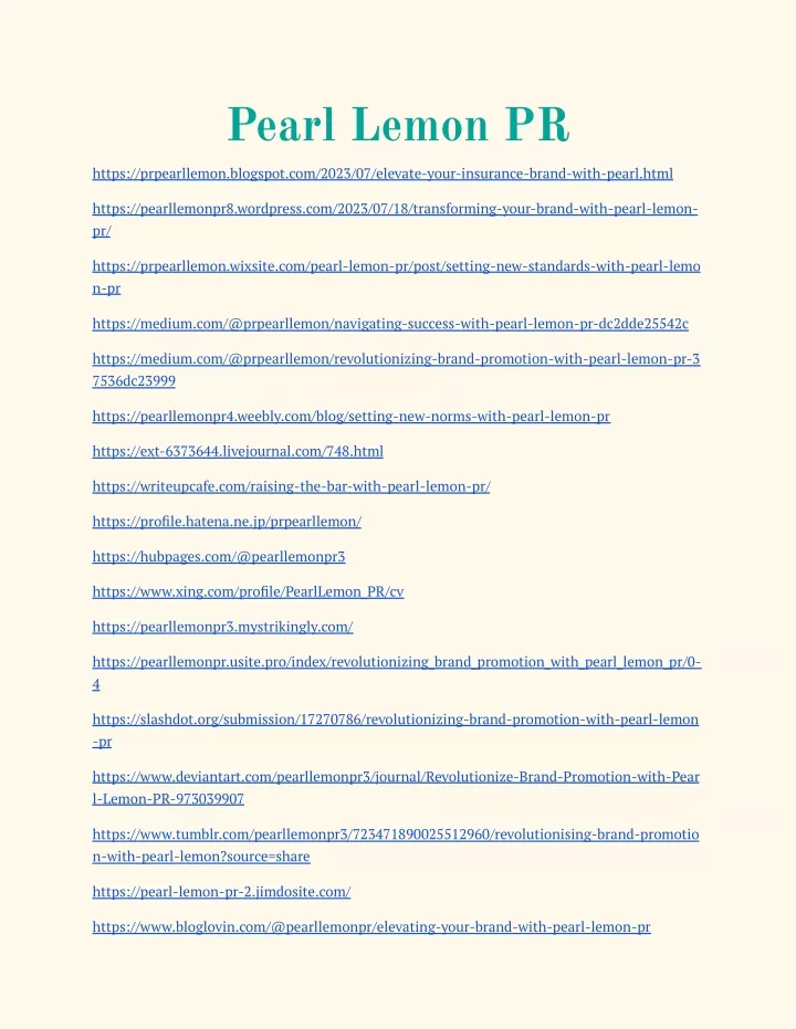 pearl lemon pr