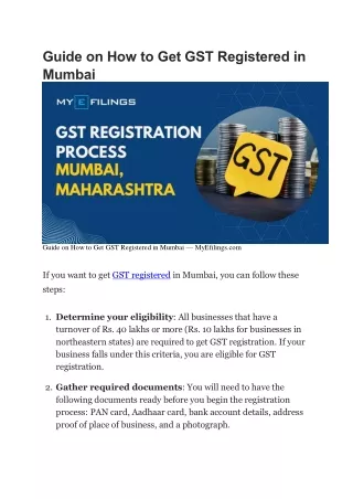 Guide on How to Get GST Registered in Mumbai