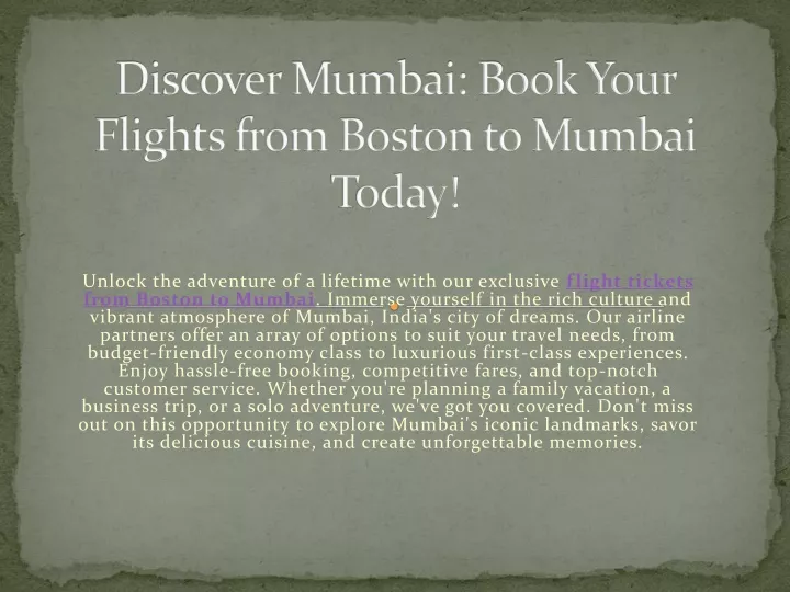 discover mumbai book your flights from boston to mumbai today