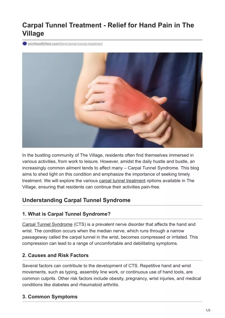 carpal tunnel treatment relief for hand pain