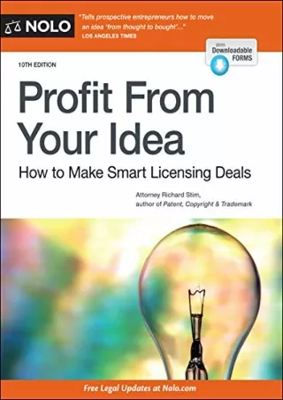 [PDF READ ONLINE] Profit From Your Idea: How to Make Smart Licensing Deals