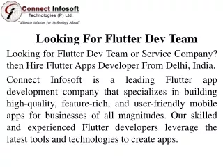 Looking For Flutter Dev Team