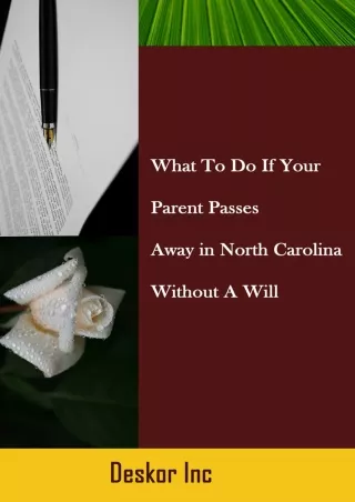 Read ebook [PDF] What You Need to Do If Your Parent Passes Away in North Carolina Without a Will