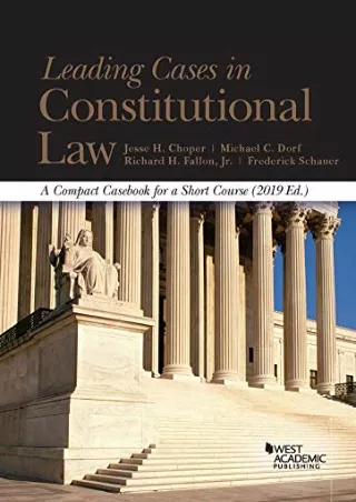 Download Book [PDF] Leading Cases in Constitutional Law, A Compact Casebook for a Short Course,