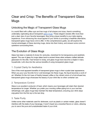 Clear and Crisp_ The Benefits of Transparent Glass Mugs