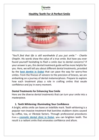 healthy teeth for a perfect smile