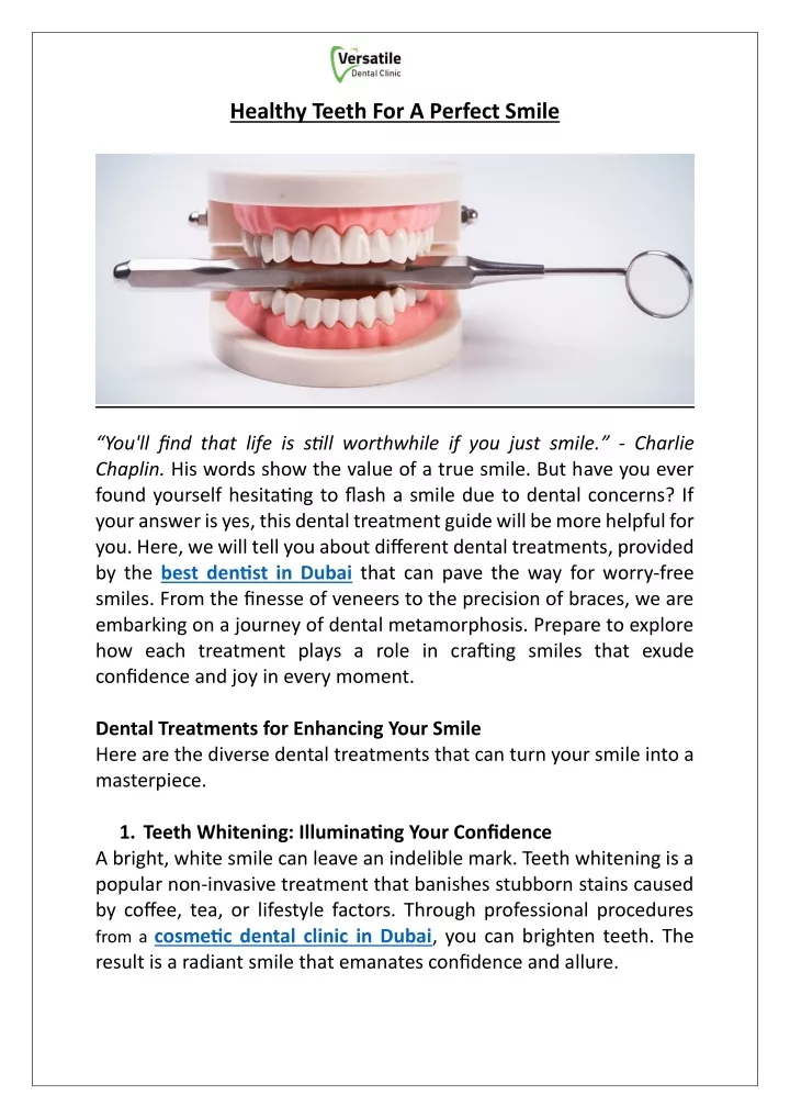 healthy teeth for a perfect smile