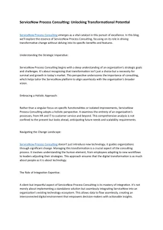 servicenow process consulting unlocking