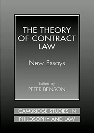 DOWNLOAD/PDF The Theory of Contract Law: New Essays (Cambridge Studies in Philosophy and Law)