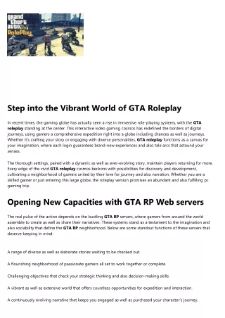 Details, Fiction and gta 5 rp