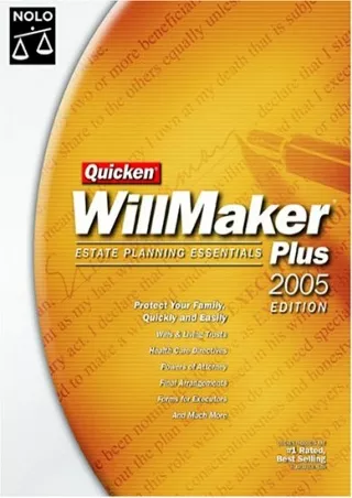 [PDF READ ONLINE] Quicken Willmaker Plus 2005 Edition: Estate Planning Essentials