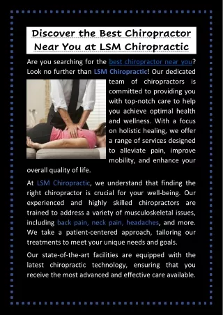 Discover the Best Chiropractor Near You at LSM Chiropractic