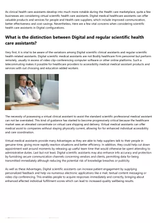 as clinical health care assistants develop into