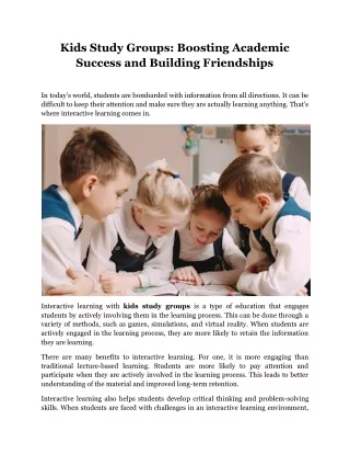 kids study groups boosting academic success