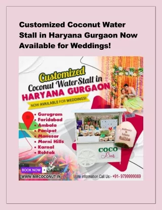 Customized Coconut Water Stall in Haryana Gurgaon Now Available for Weddings