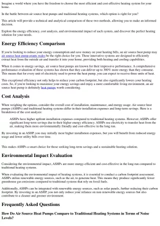 Air Source Heat Pumps Vs. Traditional Heating Systems: Which Is Right for You