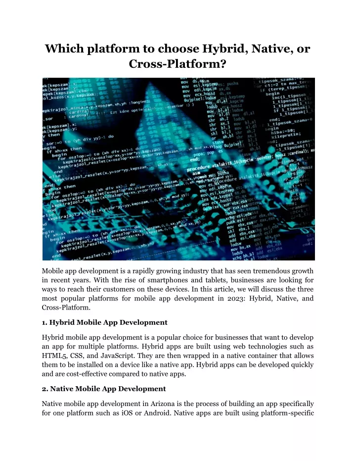 which platform to choose hybrid native or cross
