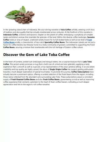 Sumatra Coffee No Further a Mystery