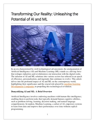 Unleashing the Potential of AI and ML