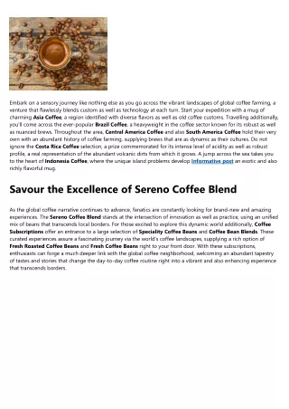 Top latest Five Sereno Coffee Blend Urban news