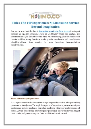 title the vip experience nj limousine service