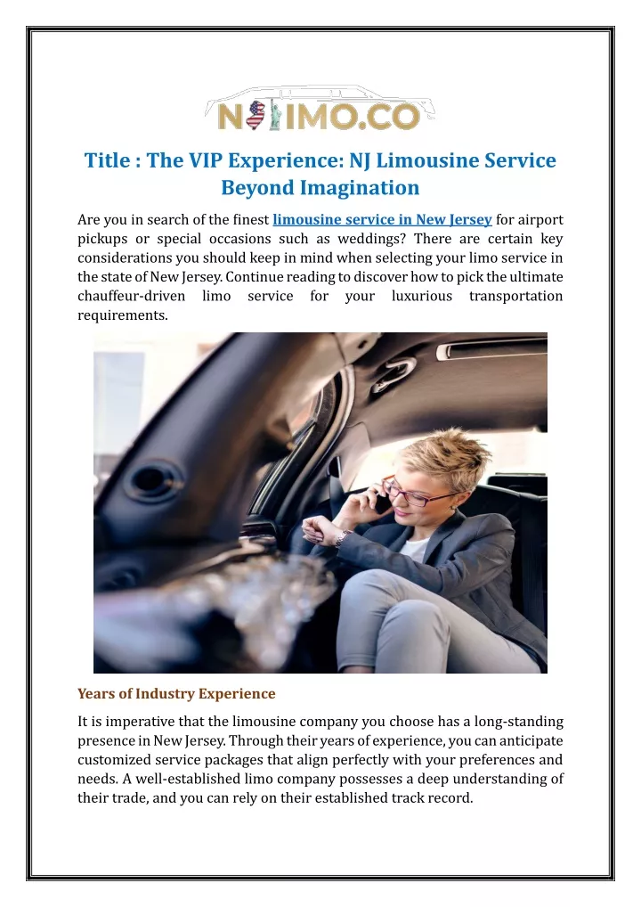 title the vip experience nj limousine service