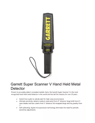 Garrett Super Scanner V Hand Held Metal Detector