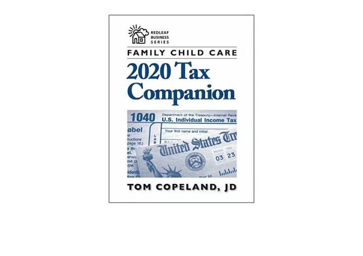 PPT Kindle online PDF Family Child Care 2020 Tax Companion Redleaf