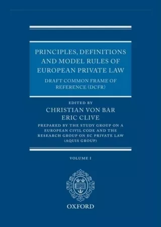 PDF Read Online Principles, Definitions and Model Rules of European Private