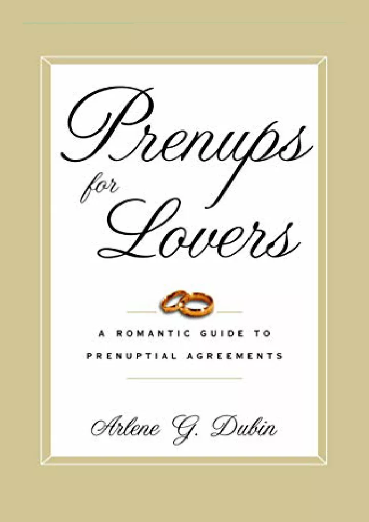 prenups for lovers a romantic guide to prenuptial